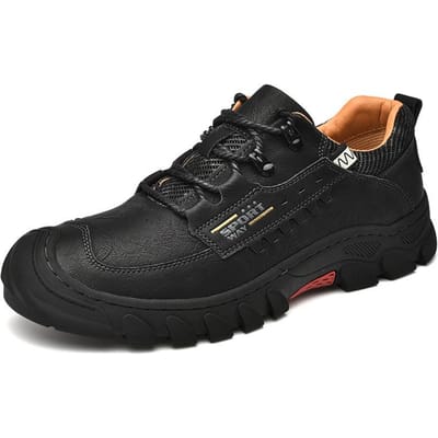 Heren Lente- en Herfst Schoenen Casual Leren Schoenen Heren Leer Ademend Outdoor Klimlaarzen Waterdicht plus Maat Arbeidsbescherming Werkschoenen 46 black