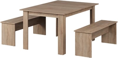 Vicco Sentio Eettafel set – 137.6 x 92.8 cm met 2 banken Sonoma