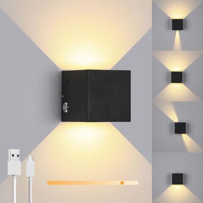 Oplaadbare Wandlamp Met Touch-Dimbare Schakelaar - Warmwit - Voor Binnengebruik - Up-Down - Ideaal Voor Slaapkamer, Woonkamer, Trap en Hal