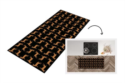Keukenloper - Loper keuken - Patroon - Hert - Zwart - Bruin - 120x50 cm - Keukenloper vinyl
