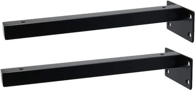 Set van 2 Wandbeugels voor Planken - 8 Inch Zware Stevige Beugels voor Industrieel Gebruik, Decoratieve Planksteunen - Zwart