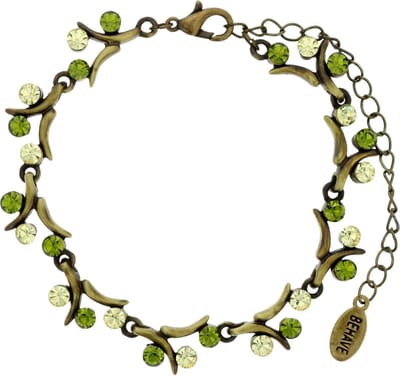 Behave – Armband – Antiek Goudkleurig – Olijfgroen En Lichtgeelgroen Kristal – Nikkelvrij