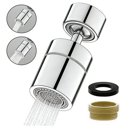 Kraanbeluchter — Geschikt voor 22 mm kraanschroefdraad — Waterbesparend kraanopzetstuk met twee standen — Universeel draaibaar ontwerp — Drukverhogende en gefilterde straal — draaibare uitloop — Inclusief 1x 22-24mm adapter + 1x lekvrije afdichtring