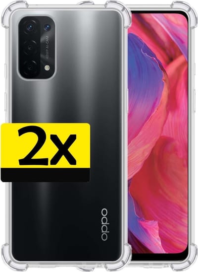 Hoesje - 2 Stuks - Geschikt voor OPPO A54 5G - Sterk & Shockproof - Siliconen Case - Back Cover - Telefoon Hoes Shock Proof - Telefoonhoesjes - Transparant