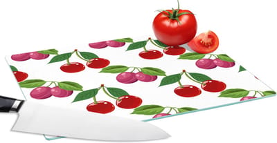 Glazen Snijplank - 28x20 - Kersen - Patronen - Fruit - Snijplanken Glas