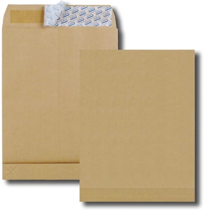 GPV akte-envelop C4 met zijvouw en blokbodem, 22,9 x 32,4 x 3 vm, bruin, zonder venster, zelfklevend