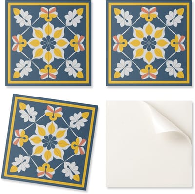 Pakket vinyltegels met patroon voor de woonkamer, zelfklevend bloemenpatroon in symmetrische vorm, 20x20x20 cm