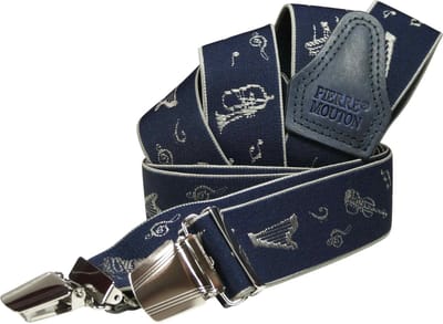 Pierre Mouton Orkest Bretel - Bretels - Volwassenen - Heren - Blauw - 120cm - 3 brede clips - M - L