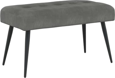 Bank met knoop - Zitbank fluweel - Extra zitplek - Modern rechthoekig - 80 x 40 cm - Donkergrijs