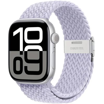 Watch band - geweven in de kleur licht paars - 42/44/45/46/49mm - Nylon bandje geschikt voor Apple Watch - Geschikt als Apple watch bandje voor Series 1/2/3/4/5/6/7/8/9/10/SE/Ultra