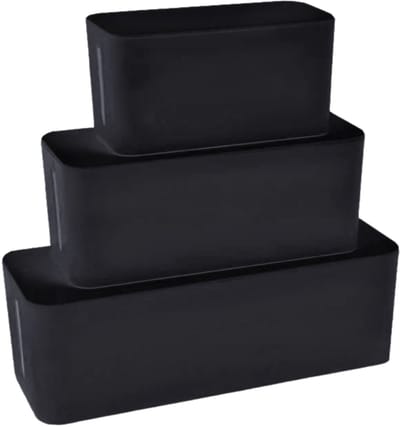 BUDDLEY Kabelbox Zwart (SET) - Kabeldoos - Kabel Opbergbox Stekkerdoos - Kabel Management onder bureau - Kabelbox voor snoeren wegwerken