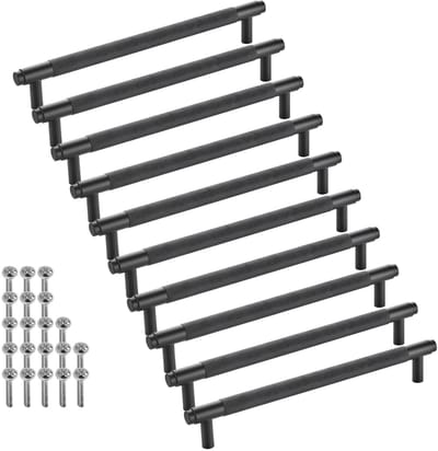 SOTECH 10 stuks meubelgrepen BLACKLINE VIII BA 192 mm mat zwart (lengte 224 mm, diameter 14 mm, hoogte 35 mm) vitrinegrepen van aluminium