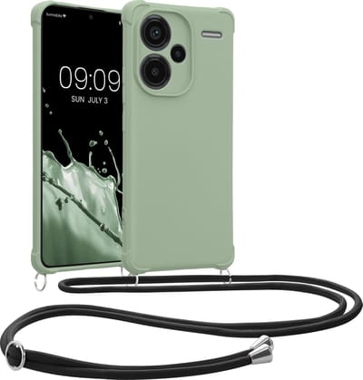 kwmobile telefoonhoesjegeschikt voor Xiaomi Redmi Note 13 Pro+ 5G / Redmi Note 13 Pro Plus 5G - Hoesje van siliconen met telefoonkoord - In grijsgroen