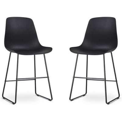 Nolon Nino Barkruk Zwart - Zwart Onderstel - 65 cm - Barstoel - Kookeiland - met Rugleuning