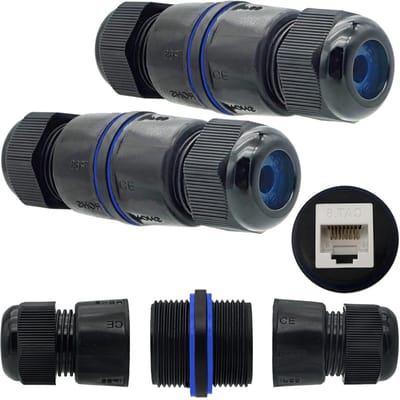 Waterdichte RJ45 Coupling Connector, 2 Stuks, Voor CAT.6E/CAT.6/CAT.5E/CAT.5, Ethernet Verbindingen voor Buiten, Vrouwelijk naar Vrouwelijk, Ideaal voor Netwerkverbindingen