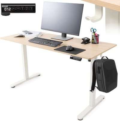 AREBOS in hoogte verstelbaar elektrisch bureau 120x60 cm met geheugenfunctie