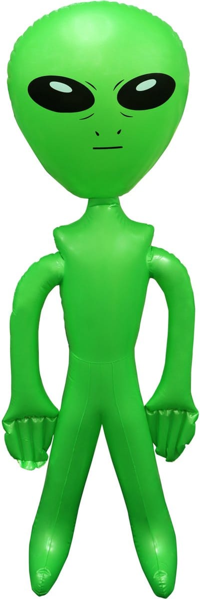 Opblaasbare groene alien figuur - 170 cm - uit space/de ruimte - buitenaards leven/wezen poppen