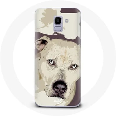 Case voor Samsung Galaxy A6 2018 Pitbull Hond Wit