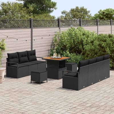 vidaXL - Tuinbank - Set - 10 - st - 9-Aantal - zitplaatsen - Zwart