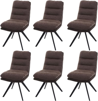 Set van 6 eetkamerstoelen MCW-G66, keukenstoel, draaibare auto-positie stof MVG ~ bruin-donkerbruin