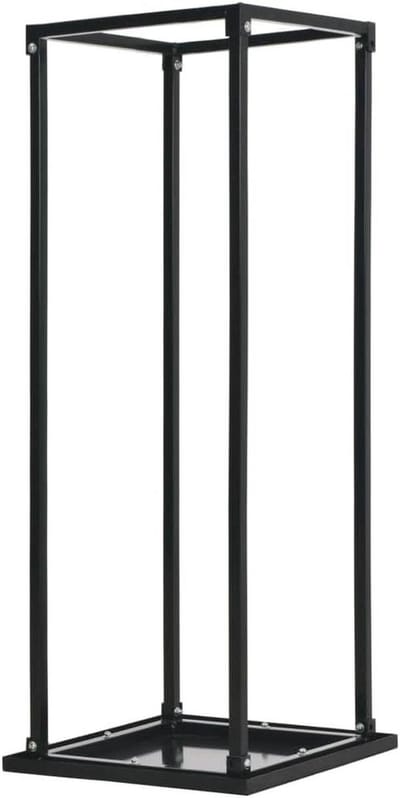 Houthaard Rek - Hout Opslag - Open Haard - Stabiele Basis - 37x37x113cm - Zwart