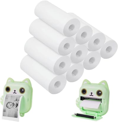 Kindercamera Printpapier - 10 Rollen Thermisch Afdrukpapier voor Kinderen, Directe Afdrukken, Herbruikbaar en Geschikt voor Creatieve Projecten (Lengte: 5 m, Breedte: 5.5 cm)