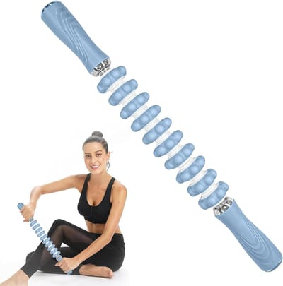 Ynkkvre - Massage stick - spiermassage en fascia roller - verlichting van spierpijn - kunststof met siliconen rollen - antislip handgreep - geschikt voor diepe massage