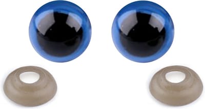4 veiligheidsogen - 2 paar ogen - poppenogen - 2 paar oogjes 14mm - blauw met zwarte pupil - oog voor pop of knuffel diy - veiligheidsring