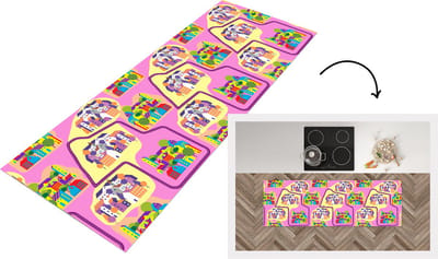 Keukenloper - Loper keuken - Skyline - Patronen - Roze - 150x50 cm - Keukenloper vinyl