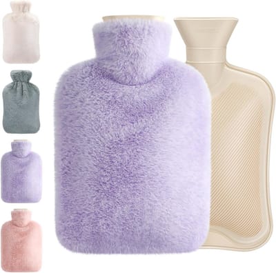 Zachte Warmwaterkruik met Pluizige Overtrek - 1.8 Liter, Duurzame Warmte en Snelle Pijnverlichting - Ideaal Cadeau voor Iedereen (Paars)