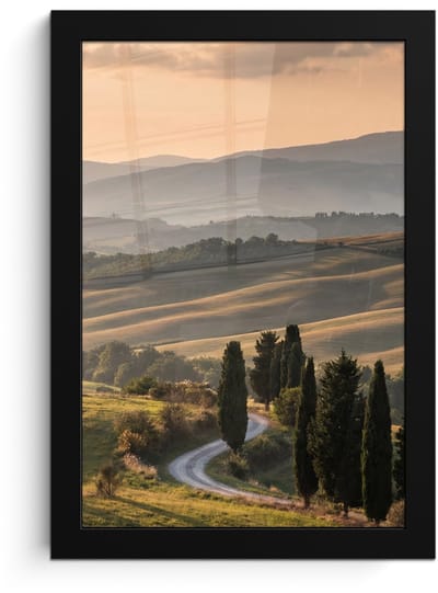 Poster in lijst - Fotolijst 20x30 cm - Posters - Toscaans - Landschap - Heuvels - Posterlijst zwart - Decoratie - Wanddecoratie woonkamer - Muurdecoratie slaapkamer