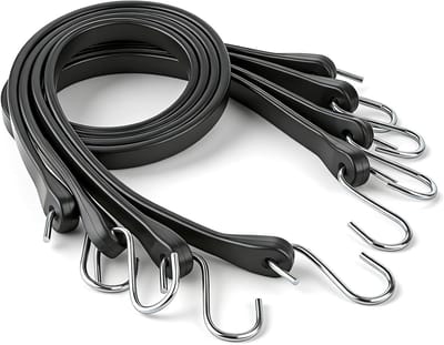 Set van 8 zwarte EPDM spanners van 21 inch met S-haak voor sterke spanning en bevestiging