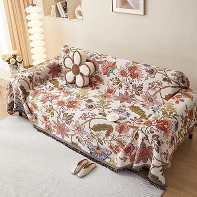 Katoen en Linnen Bankhanddoek Boho Stijl Bankhoes Retro Bloem Katoendraad Deken Bank Futon Hoes Duurzame Bankhoes 180X130cm