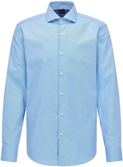 BOSS Joe regular fit overhemd - structuur - blauw - Strijkvriendelijk - Boordmaat: 43