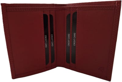 Oi rode leren dames billfold / platte portemonnee met kleingeld aan de buitenkant / dunne beurs met pasjes verticaal / RFID SAFE / rood leer / 637RZD