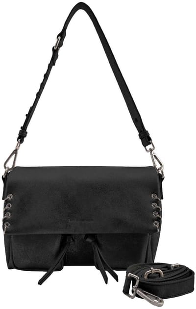 FREDsBRUDER Leren schoudertas Rebel At Heart Big Shoulderbag Black zwart