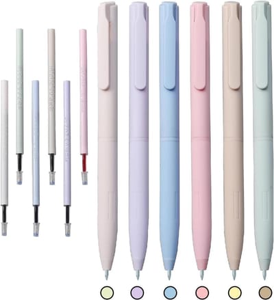 Dailygoods- Gelstiften Set van 6 - Sneldrogende Pastel Inkt - Fijne Punt 0,5 mm - Zachte Siliconen Hoes - Geschikt voor Notities en Scrapbooking - Balpennen