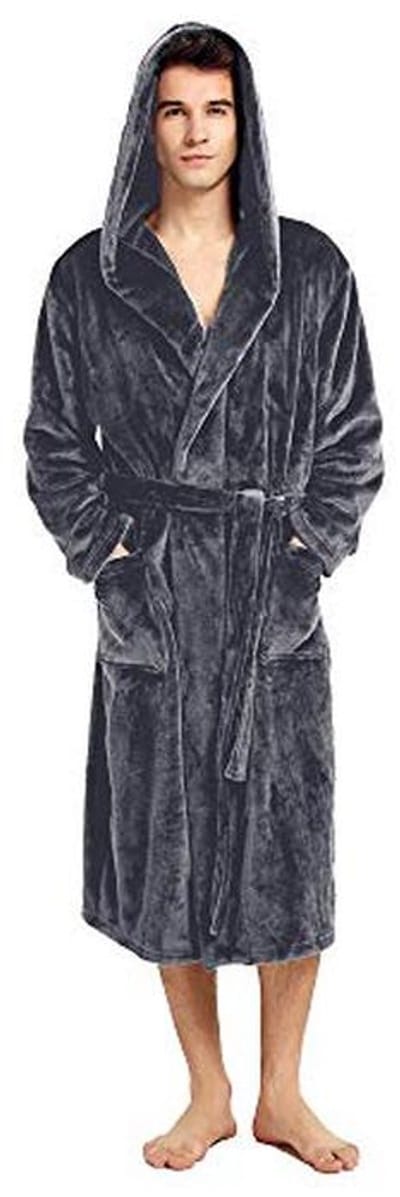 Zachte Herenbadjas met Capuchon en Sjaalkraag - Pluche Kraag - Warm en Comfortabel - Maat 38-46