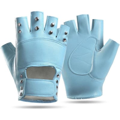 Leren Handschoenen Halve Vingers Vingers Onthullend Nachtclub Optreden Dames Punk Niet Mainstream PU Leer Straatdans Handschoenen one size white