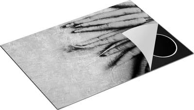 Chefcare Inductie Beschermer Wortels op Grijze Marmer - Zwart Wit - 75x50 cm - Afdekplaat Inductie - Kookplaat Beschermer - Inductie Mat
