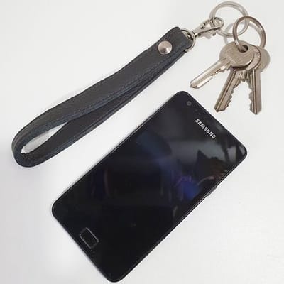 Toetie & Zo Handgemaakte Leren Sleutelhanger - Grijs - Antraciet - XL - Sleutelkoord - Sleutelhouder - Leder - Handgemaakt