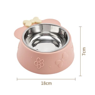 Gamelle pour animaux de compagnie, très grande capacité, antidérapante, anti-basculement, en acier inoxydable, avec nœud amovible en plastique 18*7cm