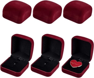 Geschenkdoosjes Sieraden - Opbergdoosjes Broches - Veilige Opslag - Zachte Fluweel Voering - 6 Stuks Pakket - Donkerrood