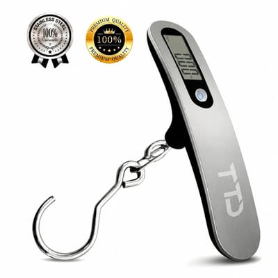 TTD® Kofferweegschaal met Haak - Weegcapaciteit 50 kg - Bagageweegschaal - Bagageweger - Hangweegschaal - Digital Luggage Scale - Kofferweger - Reizen met Vliegtuig - kg/g/lbs/oz - Inclusief Batterijen - Zwart