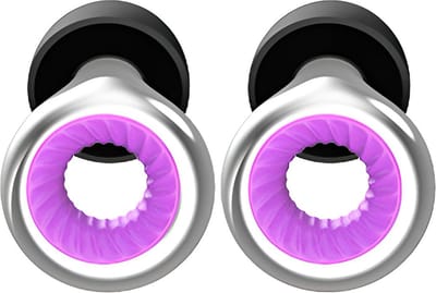 Herbruikbare Oordoppen voor Slapen en Festivals - Partyplugs - Gehoorbescherming - Festival Oordopjes - Slaapoordoppen - Geluidsdemping Tot 26 dB - 4 Maten XS/S/M/L - Chrome Platinum Zilver/Paars