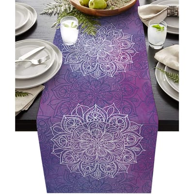 Bohemian Mandala Bloem Linnen Tafelkleden Feestdecoratie Boerderij Keuken Eettafelkleden Bruiloft Decoraties 150x33cm gray