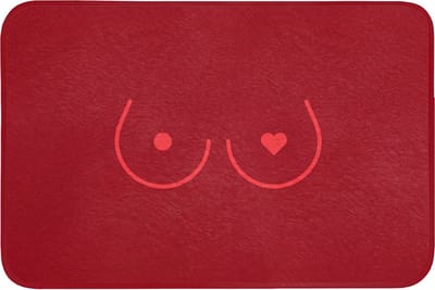Badmat 90x60 cm - Antislip - Minimalistisch - Lijnillustratie - Rood - Badmatten voor badkamer - Badkamermat - Douchemat - Badkamer mat