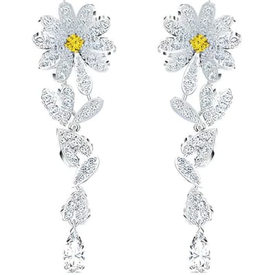 Swarovski Eeuwige Bloem Lange Oorbellen Vrouwen Oorbellen Geel 5512655 Yellow white