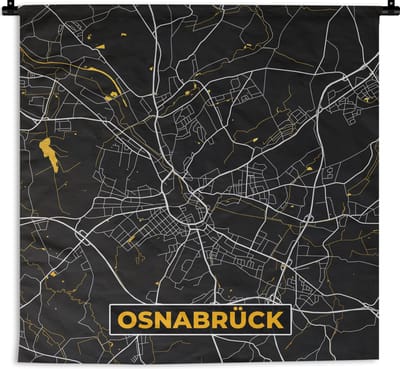 Wandkleed - Wanddoek - Osnabrück - Goud - Kaart - Plattegrond - Stadskaart - Duitsland - 180x180 cm - Wandtapijt