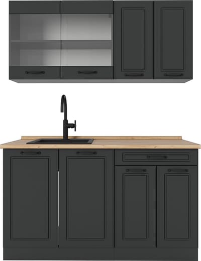 Vicco R-Line Eenpersoonskeuken – 140 cm zonder werkblad Antraciet landhuis/antraciet